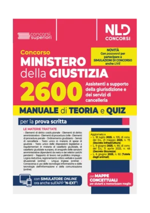 MINISTERO DELLA GIUSTIZIA 2600 ASSISTENT MANUALE E QUIZ