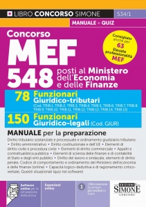 CONCORSO MEF 548 POSTI Â?? 78 FUNZIONARI